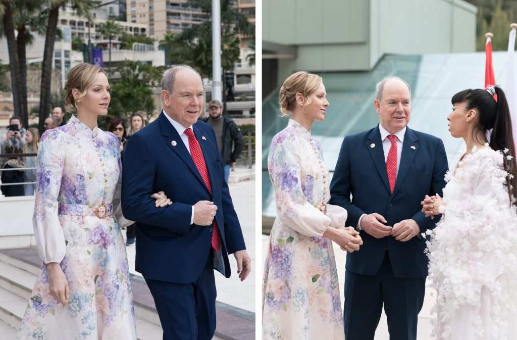 Принц Албер II и принцеса Шарлийн от Монако на официалната церемония.