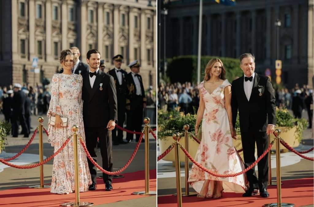 Принц Карл Филип, принцеса София, принцеса Мадлен и Кристофър О'Нийл пристигат.