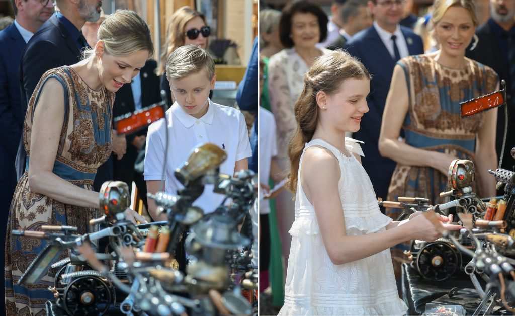 Принц Жак и принцеса Габриела пред занаятчийски щанд.