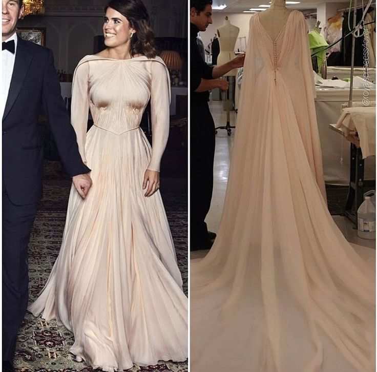 Принцеса Юджини във вечерна копринена рокля в пудрен цвят от Zac Posen